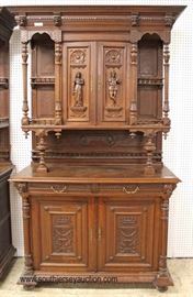 PAIR of ANTIQUE Highly Carved and Ornate Continental 3 Piece Hunt Cupboards with Full Figure Carvings and Griffins
Located Inside – Auction Estimate $1000-$3000