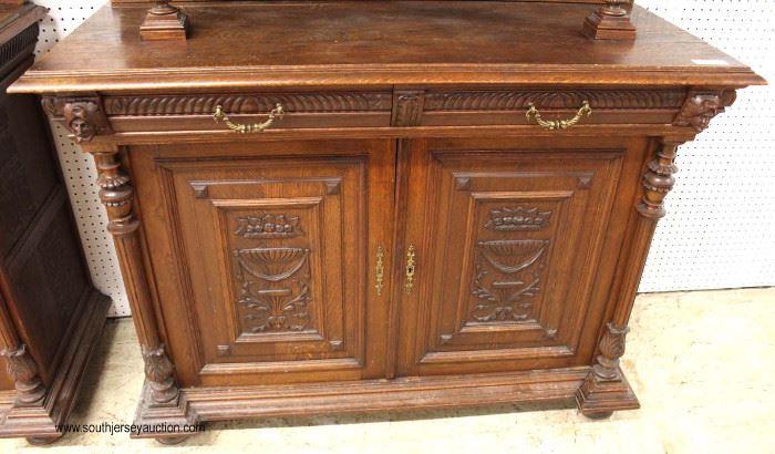 PAIR of ANTIQUE Highly Carved and Ornate Continental 3 Piece Hunt Cupboards with Full Figure Carvings and Griffins
Located Inside – Auction Estimate $1000-$3000