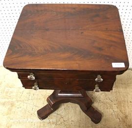 ANTIQUE Burl Mahogany Empire 2 Drawer Work Table by “Schultz & Drury Bros. Utica NY”
Located Inside – Auction Estimate $200-$400