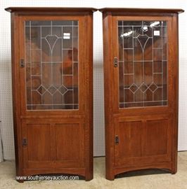 AWESOME BEAUTIFUL 10 Piece Mission Oak Dining Room Set with
2 Matching Corner Cabinets with Arts and Craft Style Leaded Doors and Inlaid Buffet,
Table and 6 Arts and Craft Style Inlaid Chairs Table has 2 Leaves and
Custom Table Pads in LIKE NEW CONDITION by “Stickley Furniture”
May be Offered Separate
Located Inside – Auction Estimate $8000-$15000