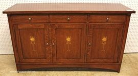 AWESOME BEAUTIFUL 10 Piece Mission Oak Dining Room Set with
2 Matching Corner Cabinets with Arts and Craft Style Leaded Doors and Inlaid Buffet,
Table and 6 Arts and Craft Style Inlaid Chairs Table has 2 Leaves and
Custom Table Pads in LIKE NEW CONDITION by “Stickley Furniture”
May be Offered Separate
Located Inside – Auction Estimate $8000-$15000