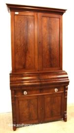 ANTIQUE Burl Mahogany 2 Piece Empire Blind Door Butlers Desk with Bookcase Top
Located Inside – Auction Estimate $400-$800