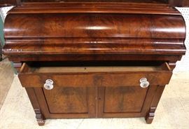 ANTIQUE Burl Mahogany 2 Piece Empire Blind Door Butlers Desk with Bookcase Top
Located Inside – Auction Estimate $400-$800