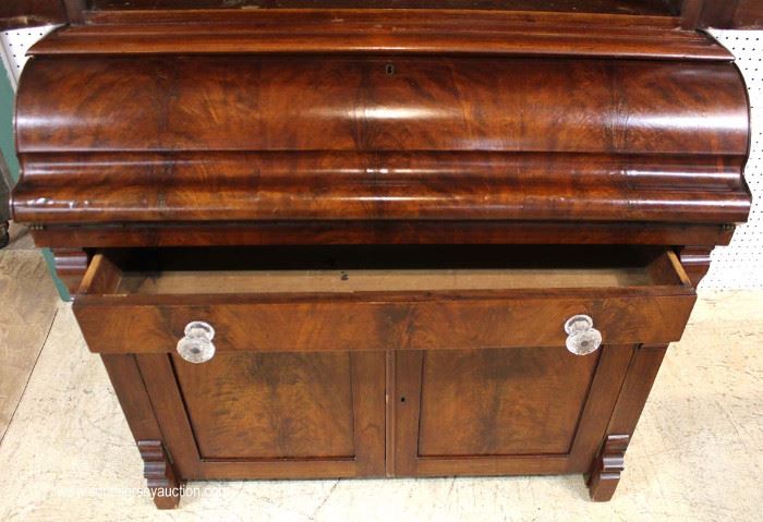 ANTIQUE Burl Mahogany 2 Piece Empire Blind Door Butlers Desk with Bookcase Top
Located Inside – Auction Estimate $400-$800