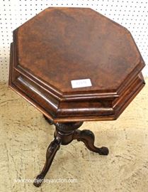 ANTIQUE Burl Mahogany Octagon Lift Top Sewing Stand with Contents
Located Inside – Auction Estimate $200-$400