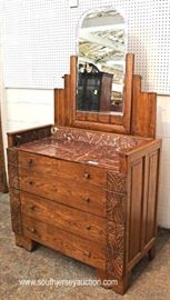 VINTAGE 4 Piece Art Nouveau Style Oak Marble Top Bedroom Set with Full Size Bed
Located Inside – Auction Estimate $300-$600