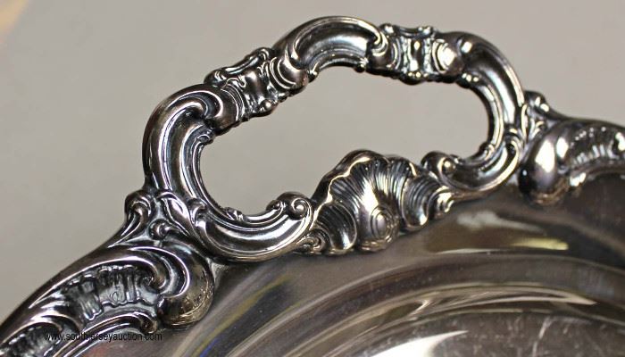 5 Piece Gorham Sterling Tea Set with Silver Plate Serving Tray (6 Piece Total)
Weighs Approximately 81.3 ounces
Located Inside – Auction Estimate $1000-$2000