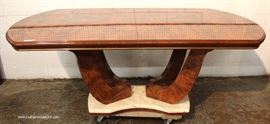 9 Piece Italian Style Burl Mahogany Lacquer Inlaid and Banded Dining Room Set – table has 2 leaves
Located Inside – Auction Estimate $500-$1000