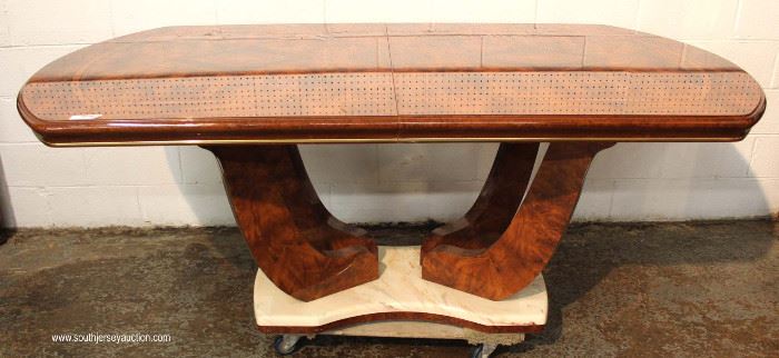 9 Piece Italian Style Burl Mahogany Lacquer Inlaid and Banded Dining Room Set – table has 2 leaves
Located Inside – Auction Estimate $500-$1000