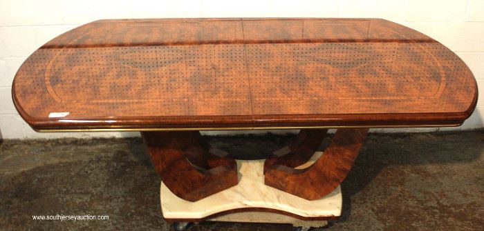9 Piece Italian Style Burl Mahogany Lacquer Inlaid and Banded Dining Room Set – table has 2 leaves
Located Inside – Auction Estimate $500-$1000