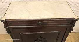 ANTIQUE Walnut Marble Top 1 Drawer 1 Door Side Cabinet with Carved Griffins
Located Inside – Auction Estimate $300-$600