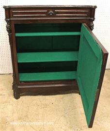 ANTIQUE Walnut Marble Top 1 Drawer 1 Door Side Cabinet with Carved Griffins
Located Inside – Auction Estimate $300-$600