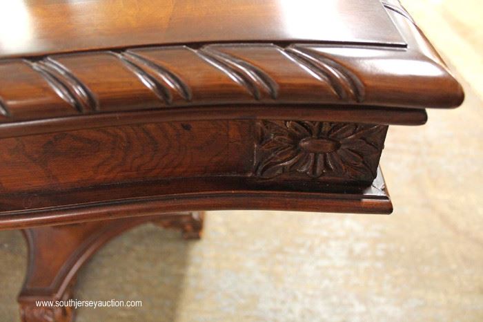 NICE Contemporary 12 Piece Carved Burl and Banded Mahogany Dining Room Set Table with 10 Chairs –
Table has 1 Leaf
Located Inside – Auction Estimate $600-$1200