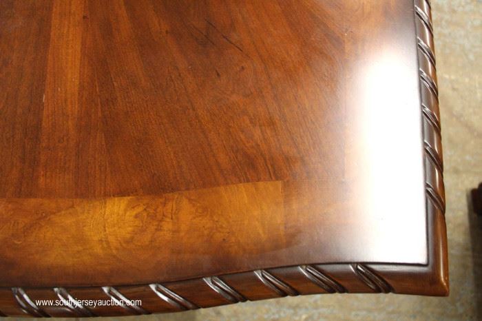 NICE Contemporary 12 Piece Carved Burl and Banded Mahogany Dining Room Set Table with 10 Chairs –
Table has 1 Leaf
Located Inside – Auction Estimate $600-$1200