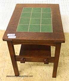Mission Oak Green Tile Top 2 Tier Side Table by “Stickley Furniture”
Located Inside – Auction Estimate $300-$600