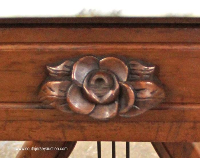 PAIR of SOLID Mahogany Victorian Style Lyre Harp Marble Top Tables
Located Inside – Auction Estimate $100-$200