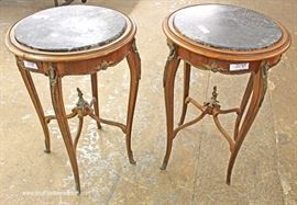 PAIR of ANTIQUE French Style Marble Top Lamp Tables with Applied Bronze
Located Inside – Auction Estimate $200-$400