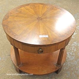 Burl Walnut Sunburst Top One Drawer Lamp Table by “Baker Furniture”
Located Inside – Auction Estimate $100-$200
