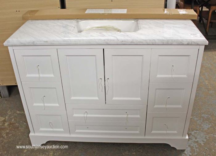 NEW 48” Marble Top Bathroom Vanity with Easy Close Drawers and Hardware Inside
Located Inside – Auction Estimate $300-$600