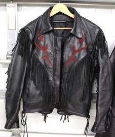 Leather Nautica Men’s Jacket
Located Inside – Auction Estimate $20-$100
Leather Fringed Ladies Jacket with Embroider Roses
Located Inside – Auction Estimate $20-$100