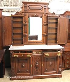 ANTIQUE Walnut Victorian Marble Top High Back Buffet
Located Inside – Auction Estimate $400-$800