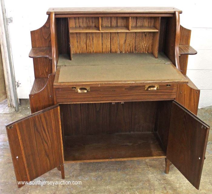 ANTIQUE Oak Drop Front Desk with Fitted Interior and Bookcase Sides
Located Inside – Auction Estimate $100-$300