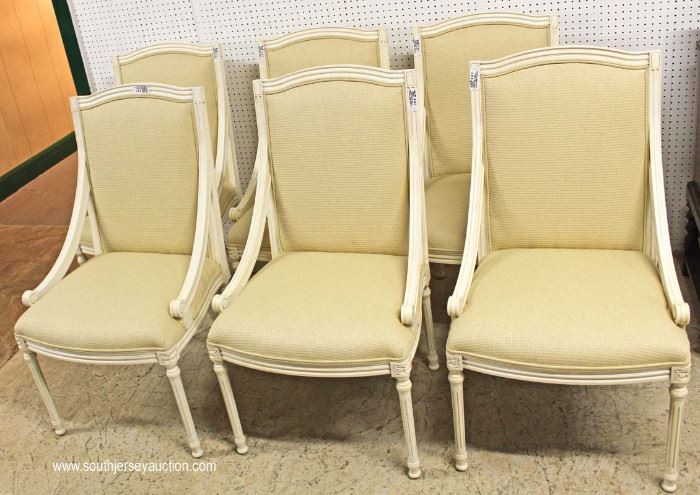 7 Piece Theodore Alexander 72” Round Decorator Table with 6 Upholstered Dining Room Chairs with Original Tags Attributed to Habersham Furniture ($8000 new)
Located Inside – Auction Estimate $500-$1000