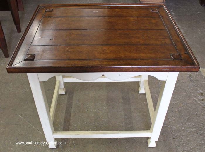 Painted Frame Natural Finish Top End Table with Original Tags
Located Inside – Auction Estimate $100-$300