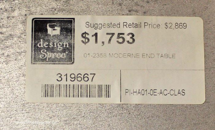 Modern Distressed One Drawer Table by “Habersham Furniture” with Original Tags
Located Inside – Auction Estimate $200-$400