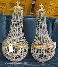 PAIR of Bronze and Crystal Hanging Tear Drop Sconces
Located Inside – Auction Estimate $200-$400