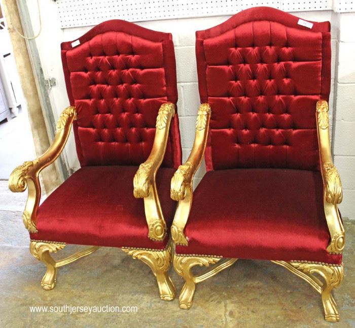 PAIR of Gold Style Finish Button Tufted Throne Chairs
Located Inside – Auction Estimate $300-$600