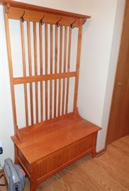 Oak Hall Tree with storage and coat hangers