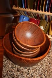 Teak wood salad bowl set