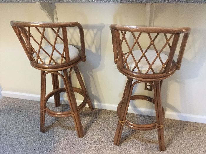 Bamboo bar stools, set of 2