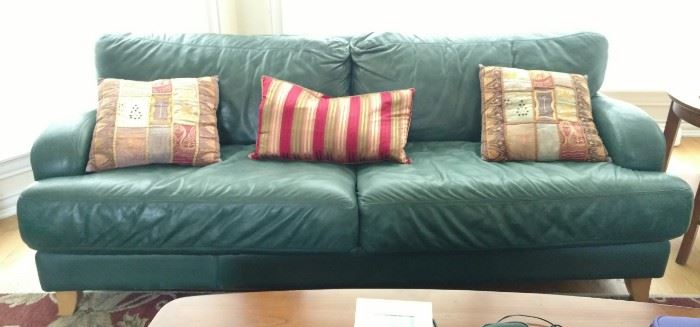 Green leather sofa (2 sofas in the sale) 
