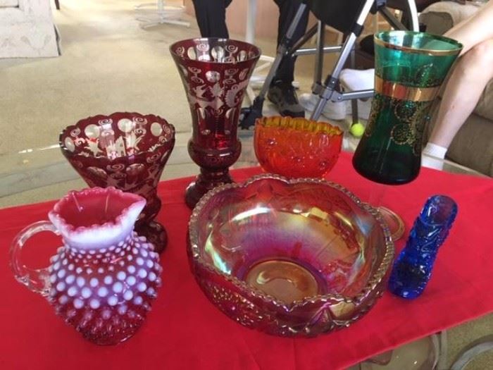 various collectible glassware