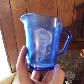 Shirley Temple cobalt glass