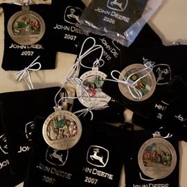 John Deere Christmas pewter ornaments, very collectible