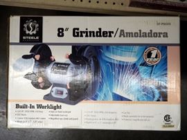 Steele 8" Bench Grinder With Built In Work Light Model #SP-PB008, New In Box