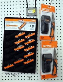 Stihl Lock Back Pocket Knives Qty 10 And Heavy Duty Lock Blade Knives With Cases Qty 5, All New