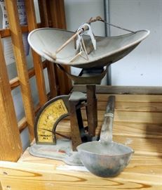 Antique Scale With Pan And Ladle