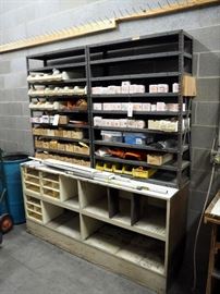 Metal Storage Shelves, 49" x 36" x 12", Qty 2, And Custom Wood Work Bench 36" x 74" x 19"