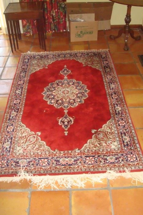 Hand knotted oriental wool Sarouk oriental rug.