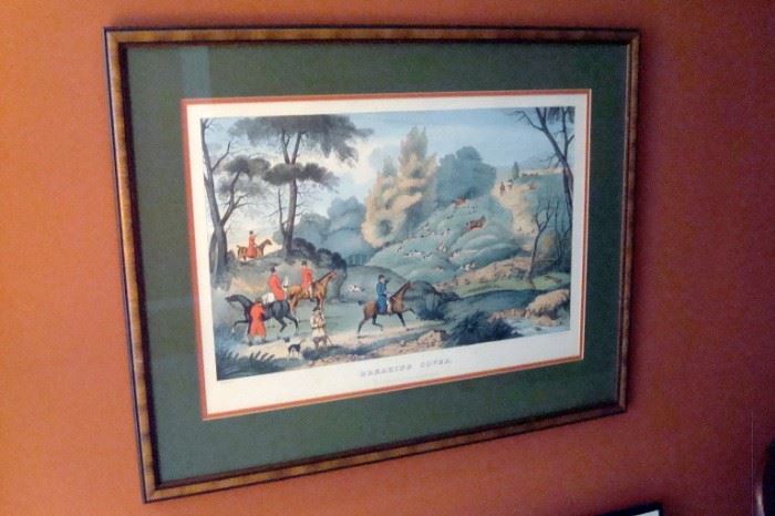 Old English hunting print, " Breaking Cover".