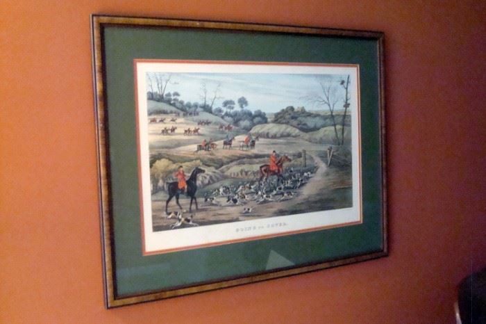 Old English hunting print, "Going to Cover".