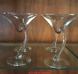 Set of 4 martini glasses.