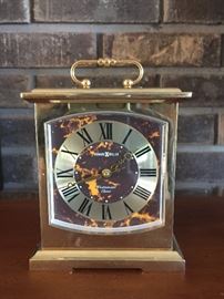 Howard Miller table clock with Westminster chime, Brass 5”wide x 41/2” tall x 21/4 deep