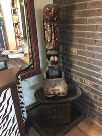 Vintage carved wood fountain