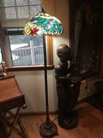 Tiffany style pole lamp