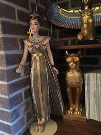Lenox Egiptian Cleopatra  Doll, egiptian cat figurine